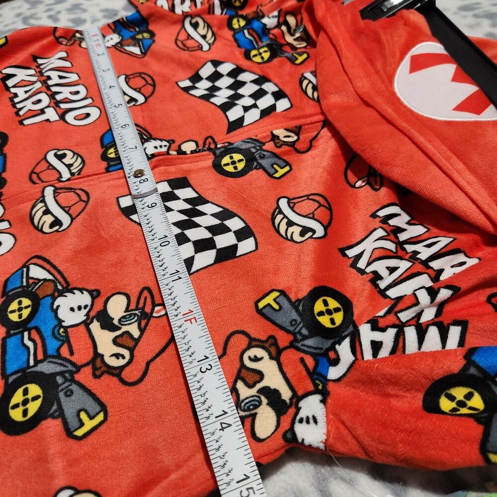 Mario Kart Pajama For Boys Size Small 6/7 Red Hooded Full Zip - Picture 7 of 15